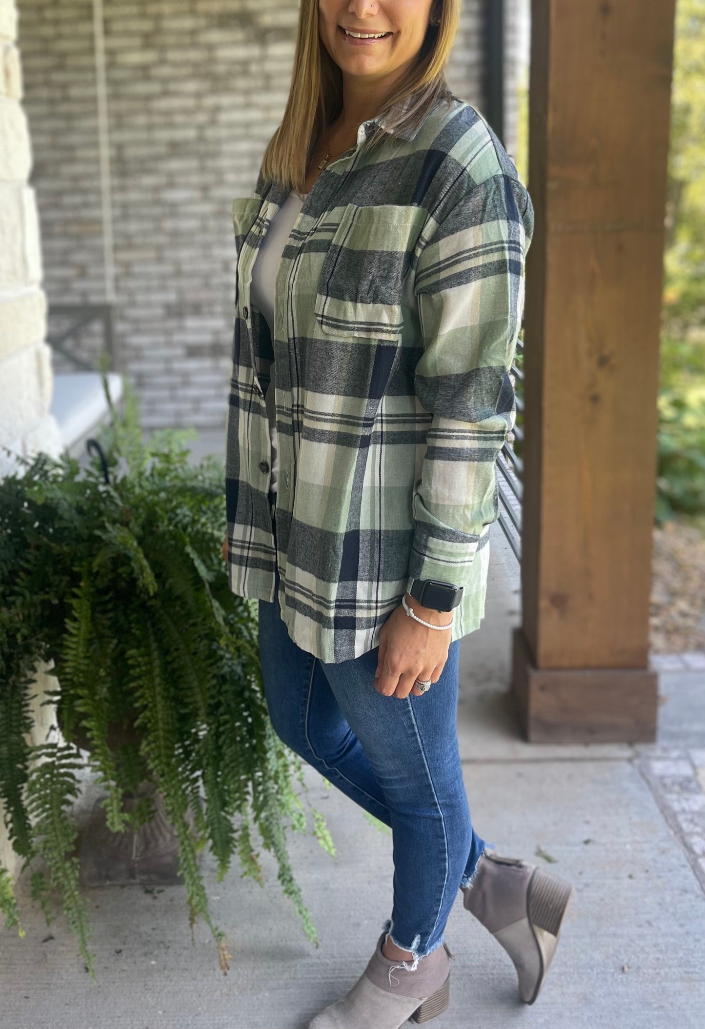 Green Acres Plaid Button Up