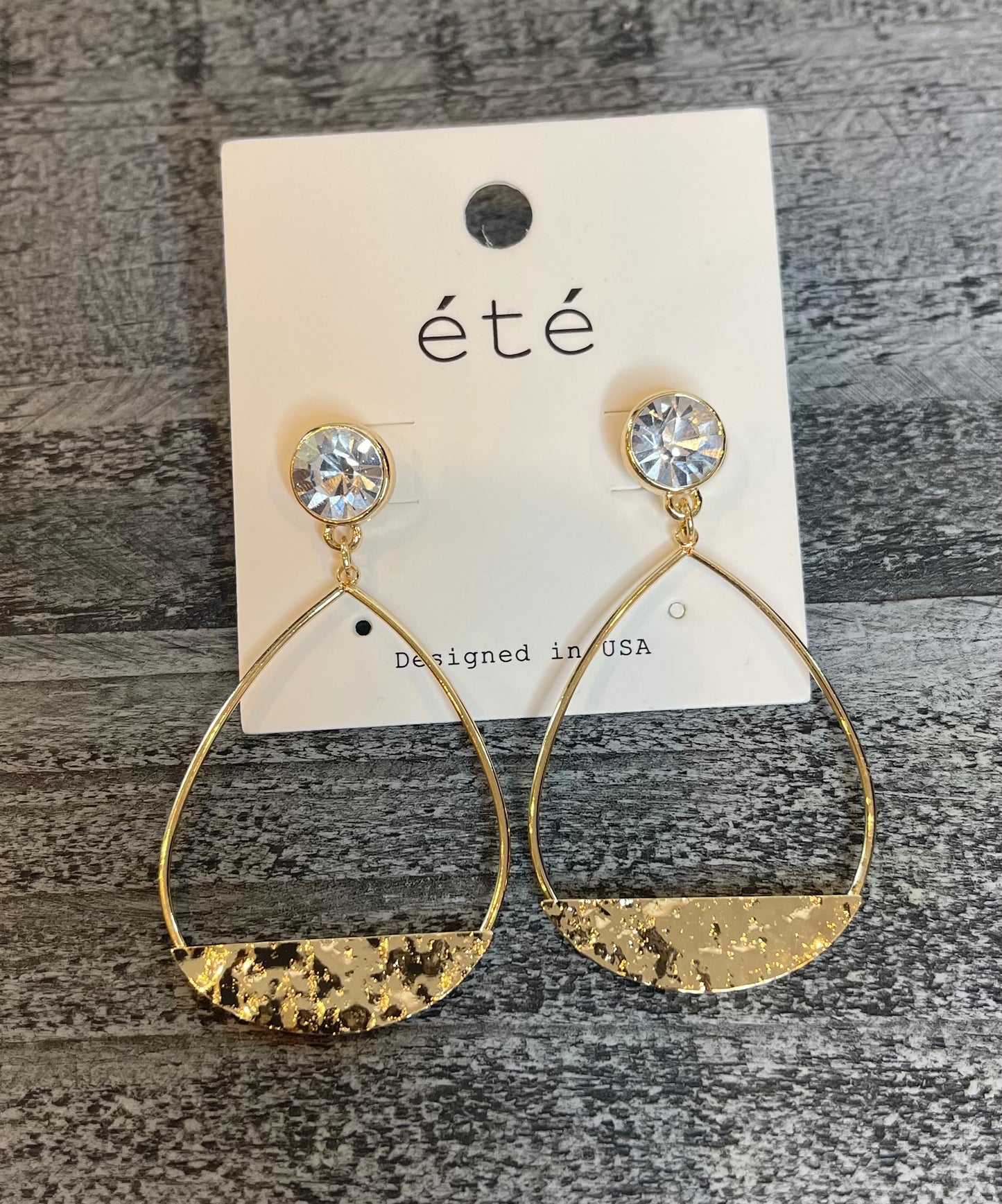 hammered jewel drop earrings