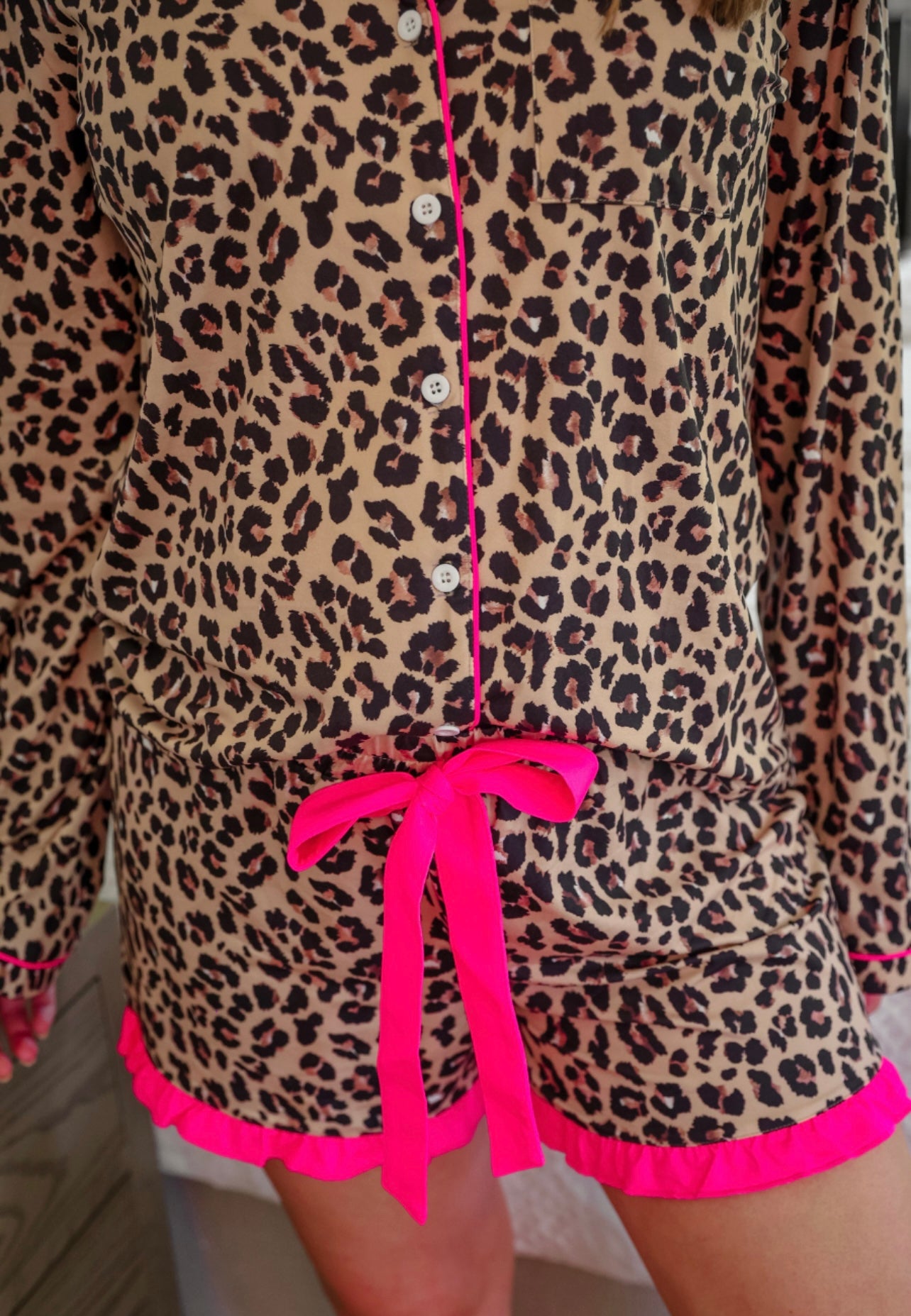 Leopard ruffle Pajama Set
