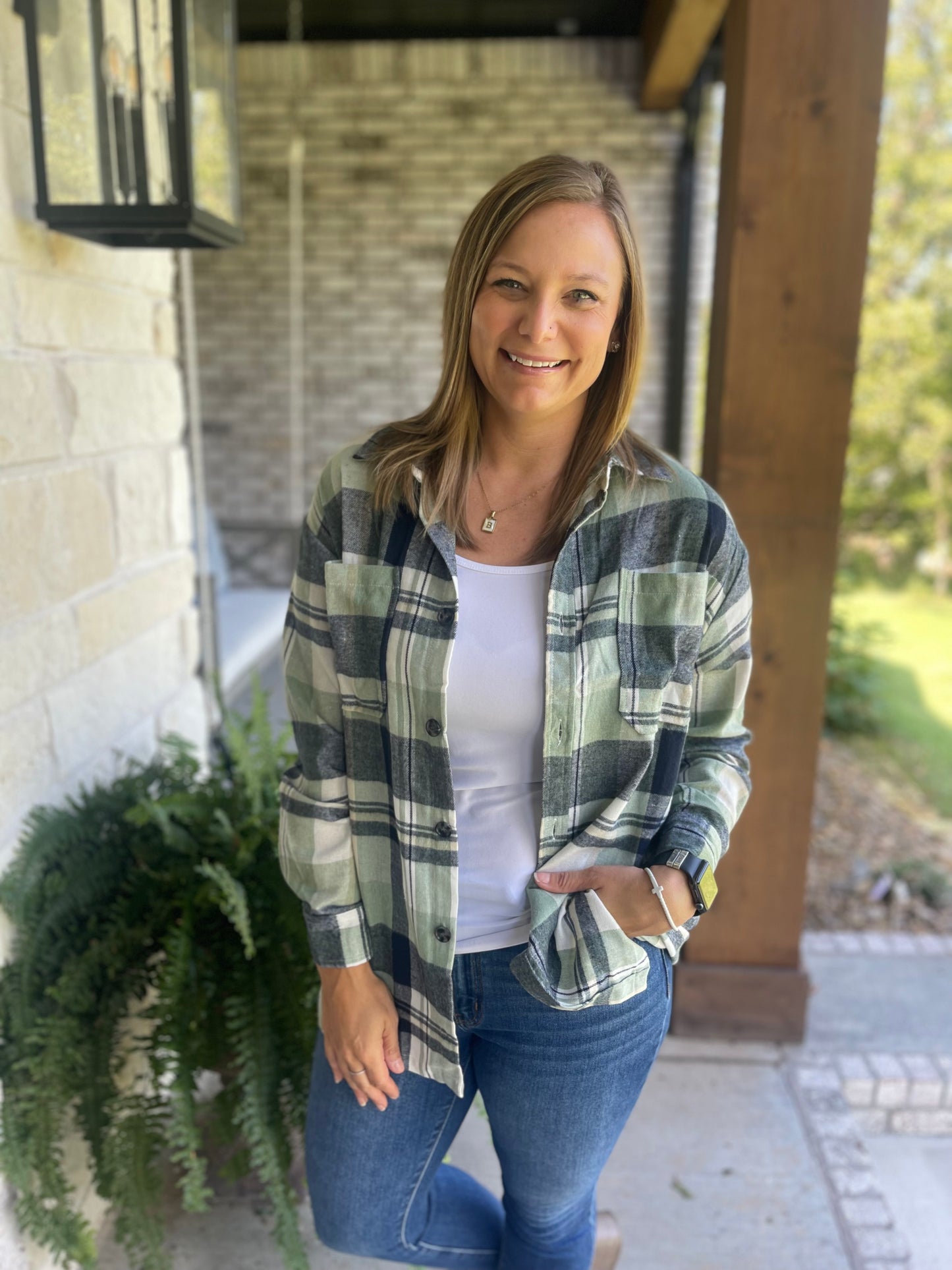 Green Acres Plaid Button Up