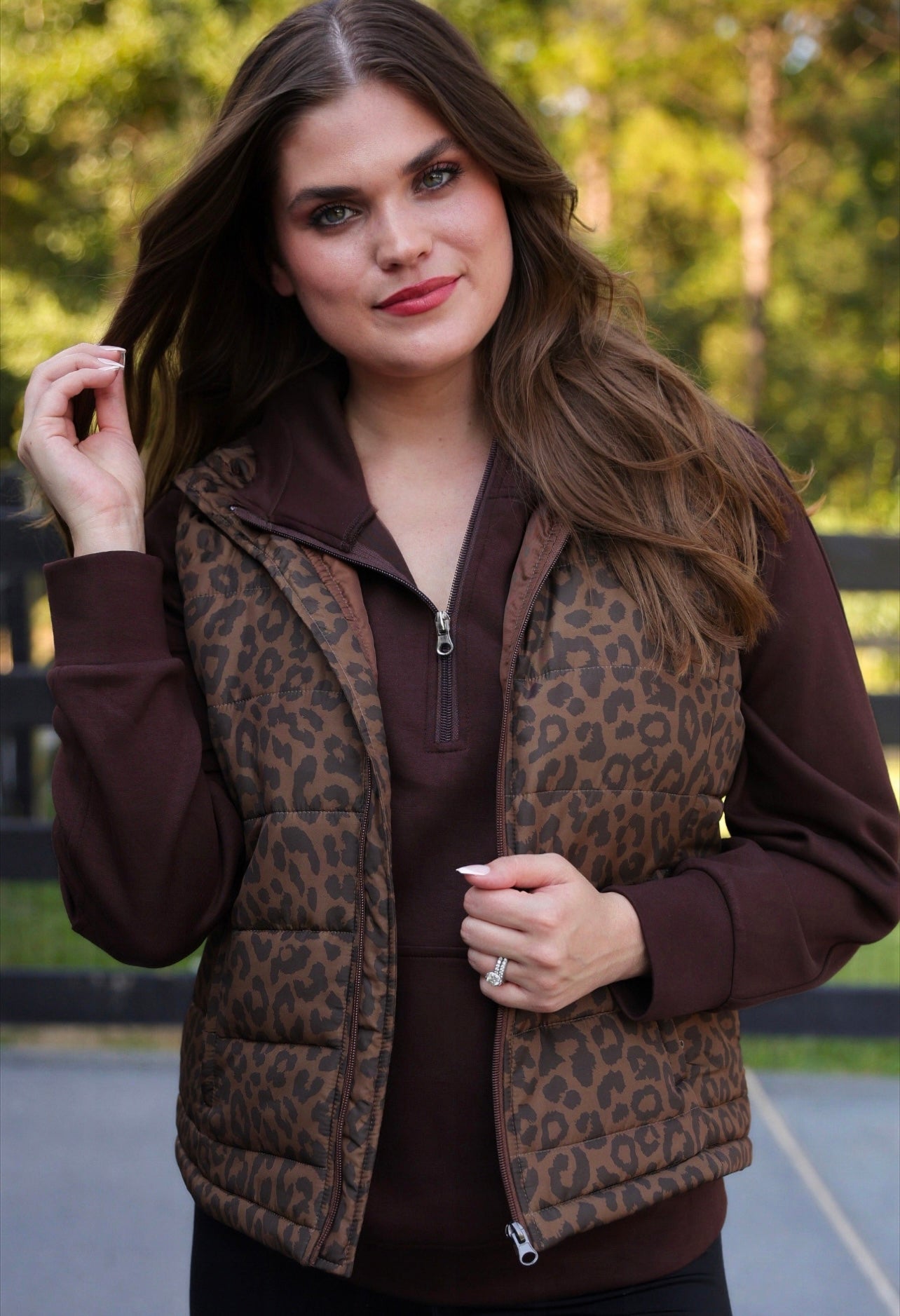 Leopard puff vest