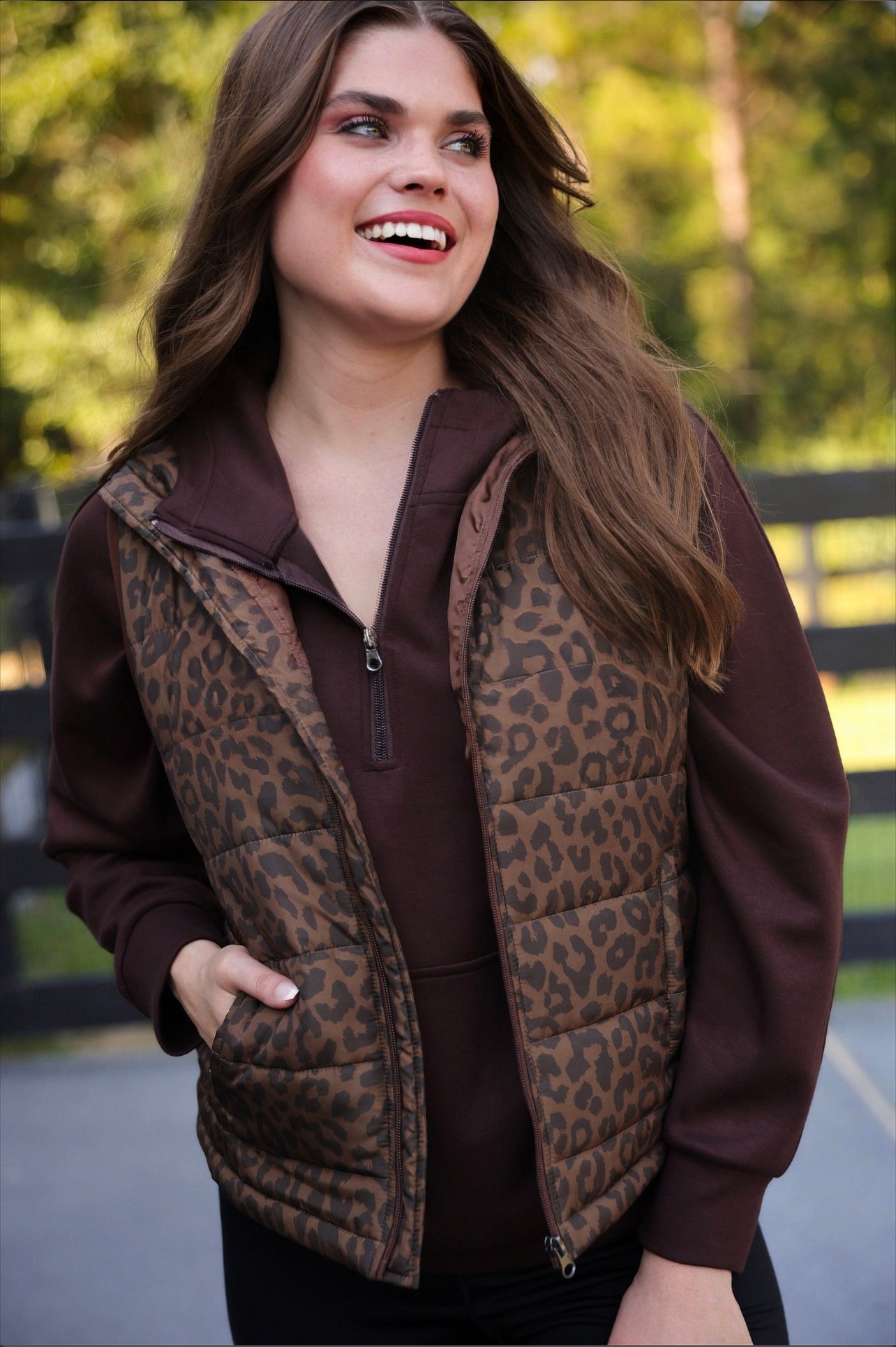 Leopard puff vest