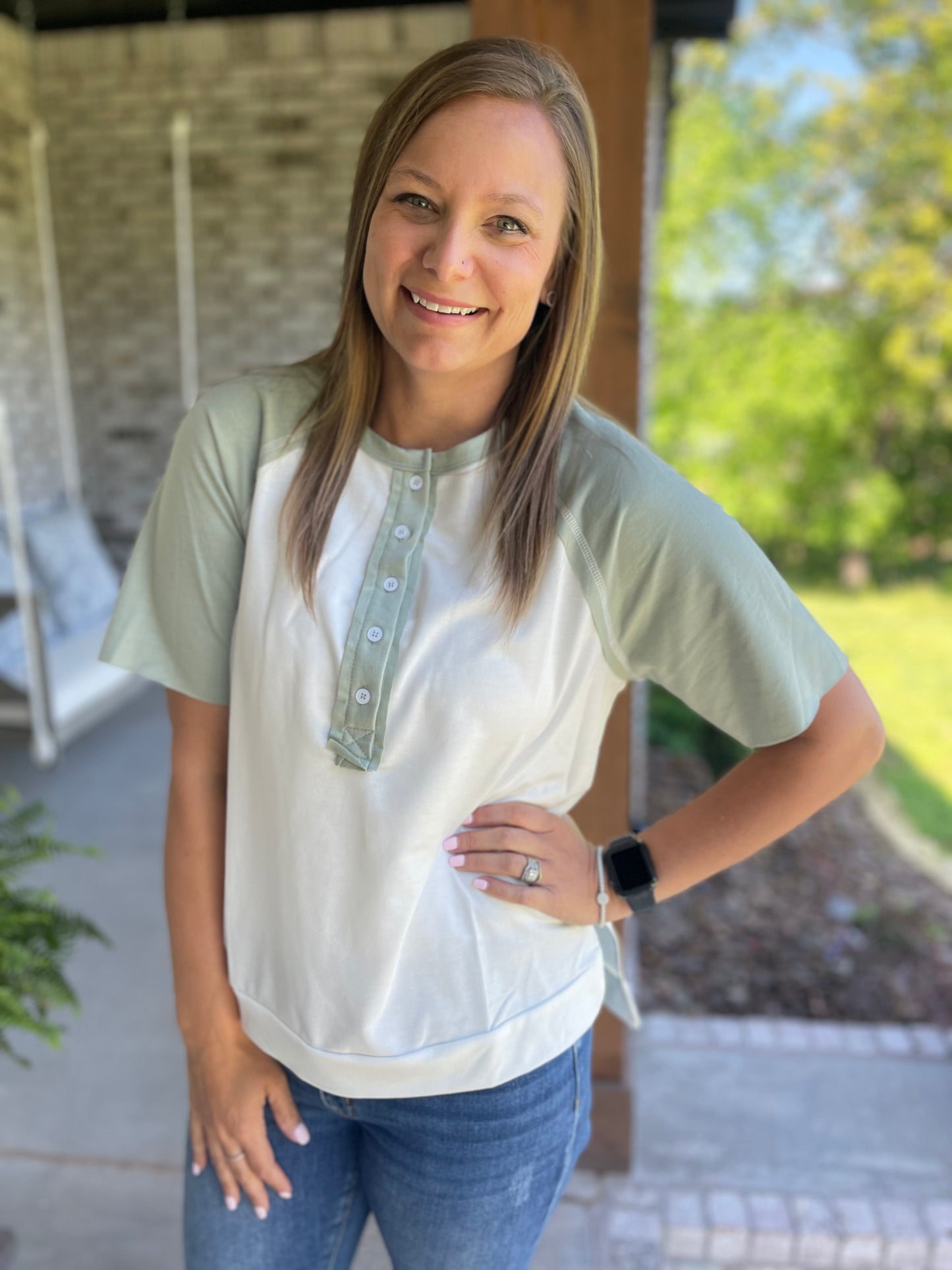 Boyfriend color block Top