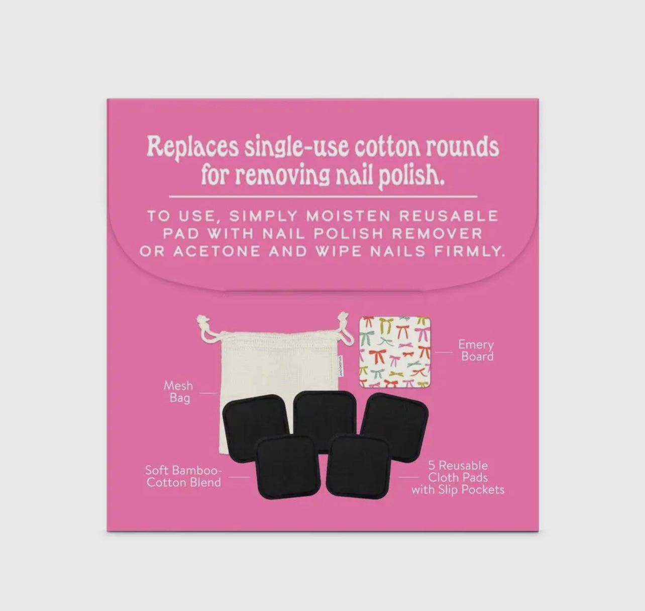 Reuseable nail polish remover pads