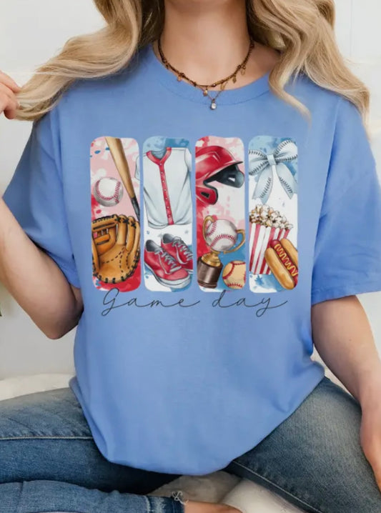 Baby blue baseball tee