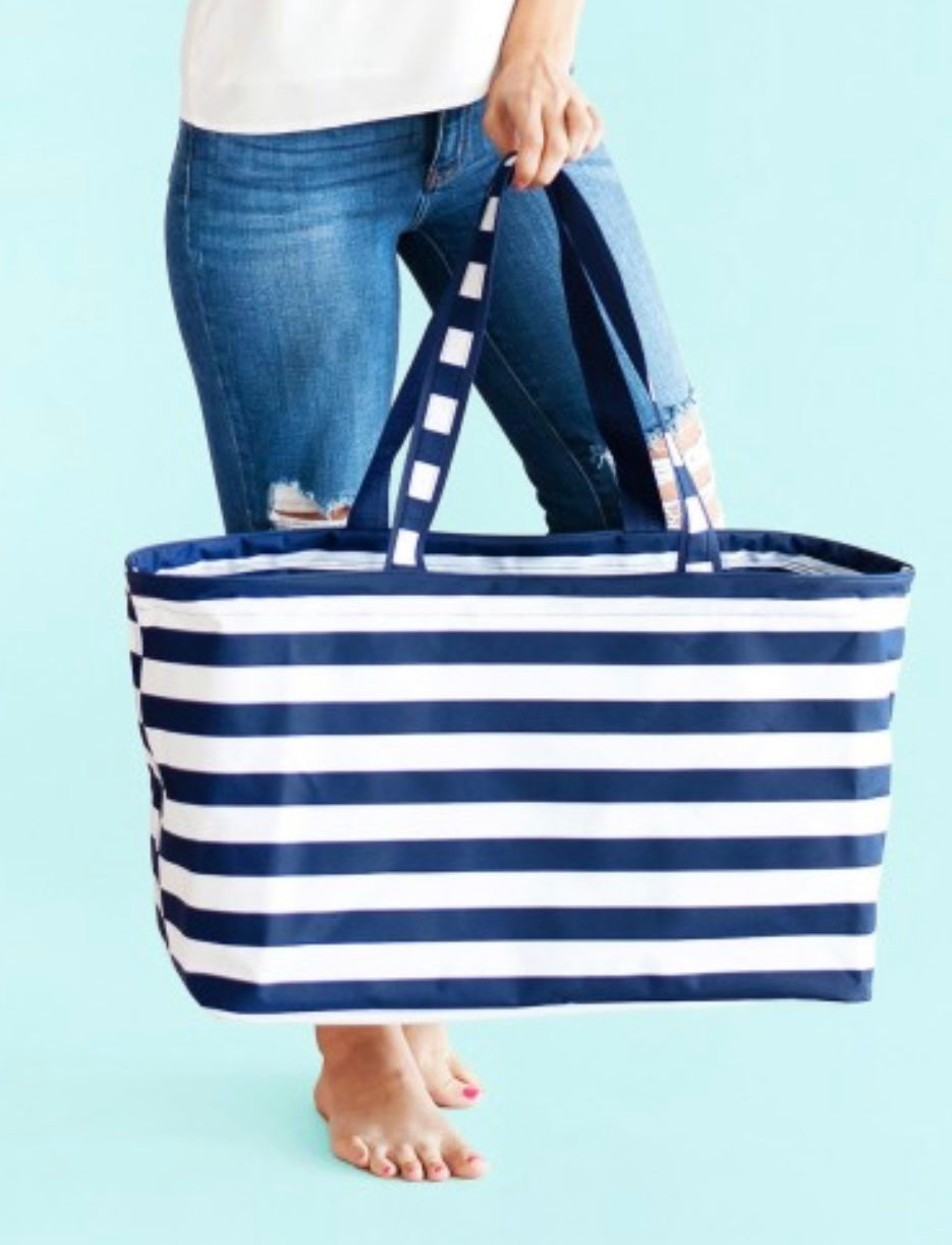 Navy stripe ultimate tote