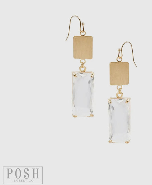 Posh rectangel crystal earrings