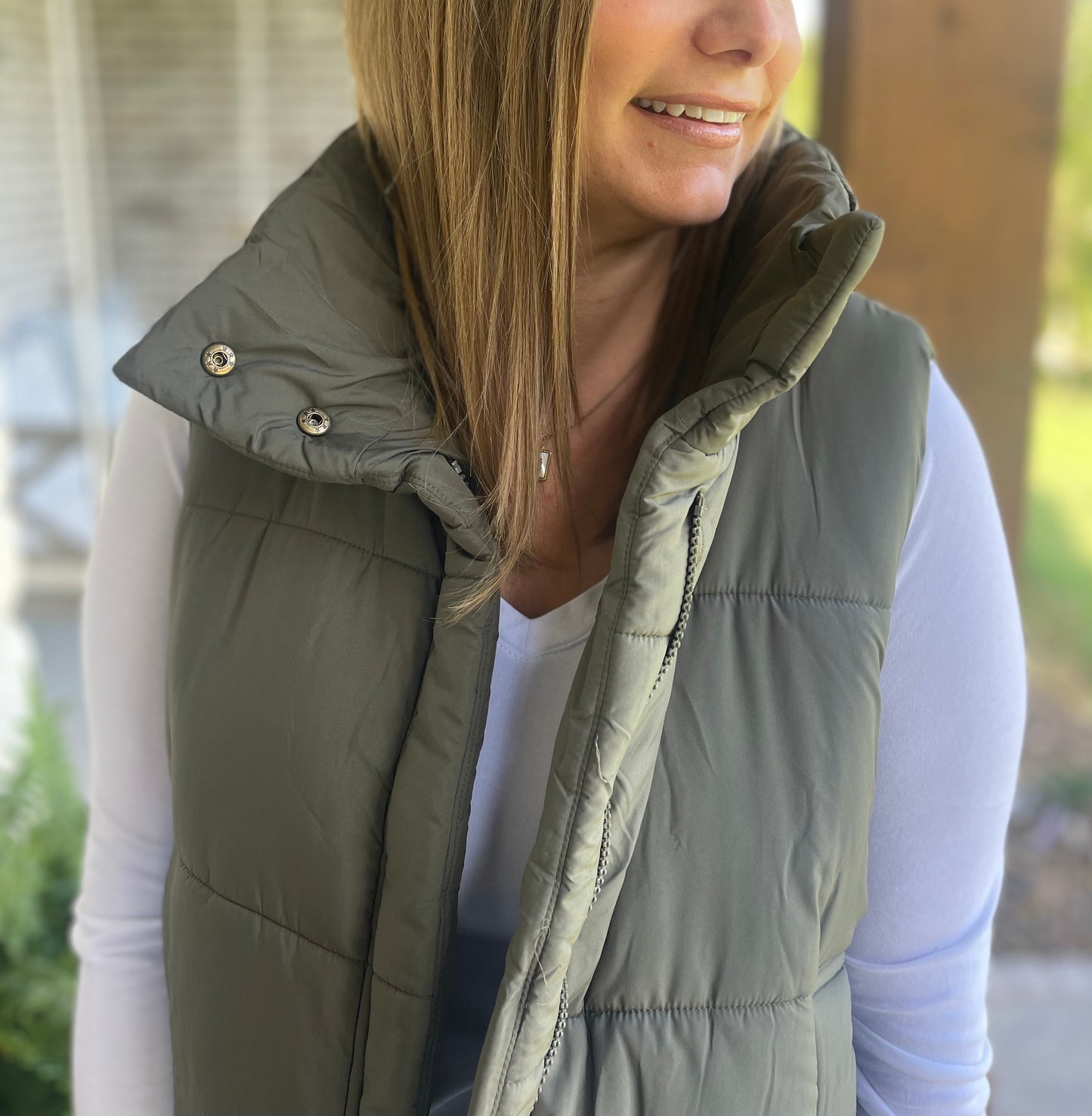 Olive Puff Vest