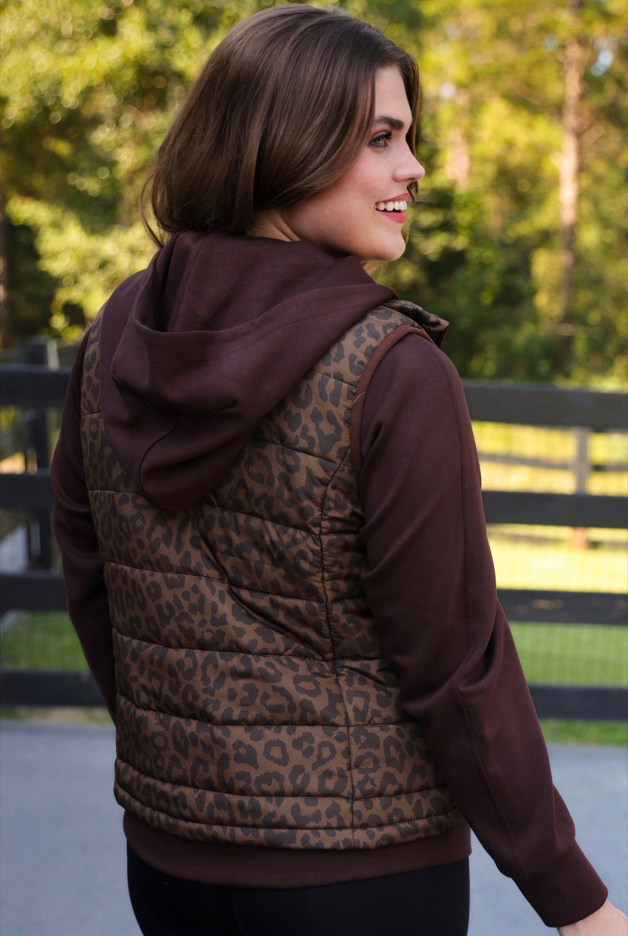 Leopard puff vest