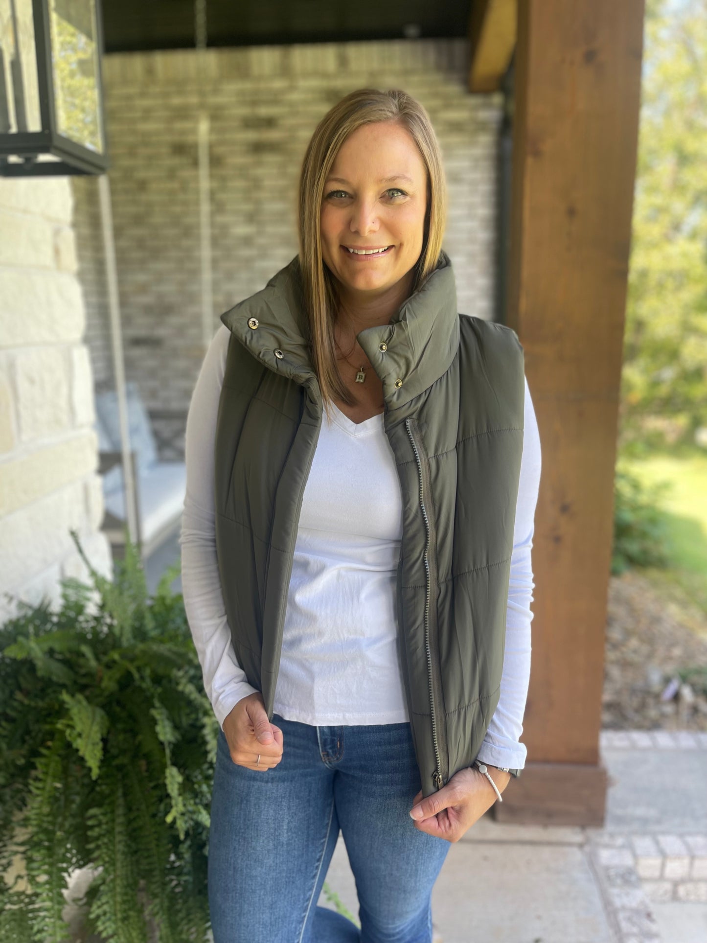 Olive Puff Vest