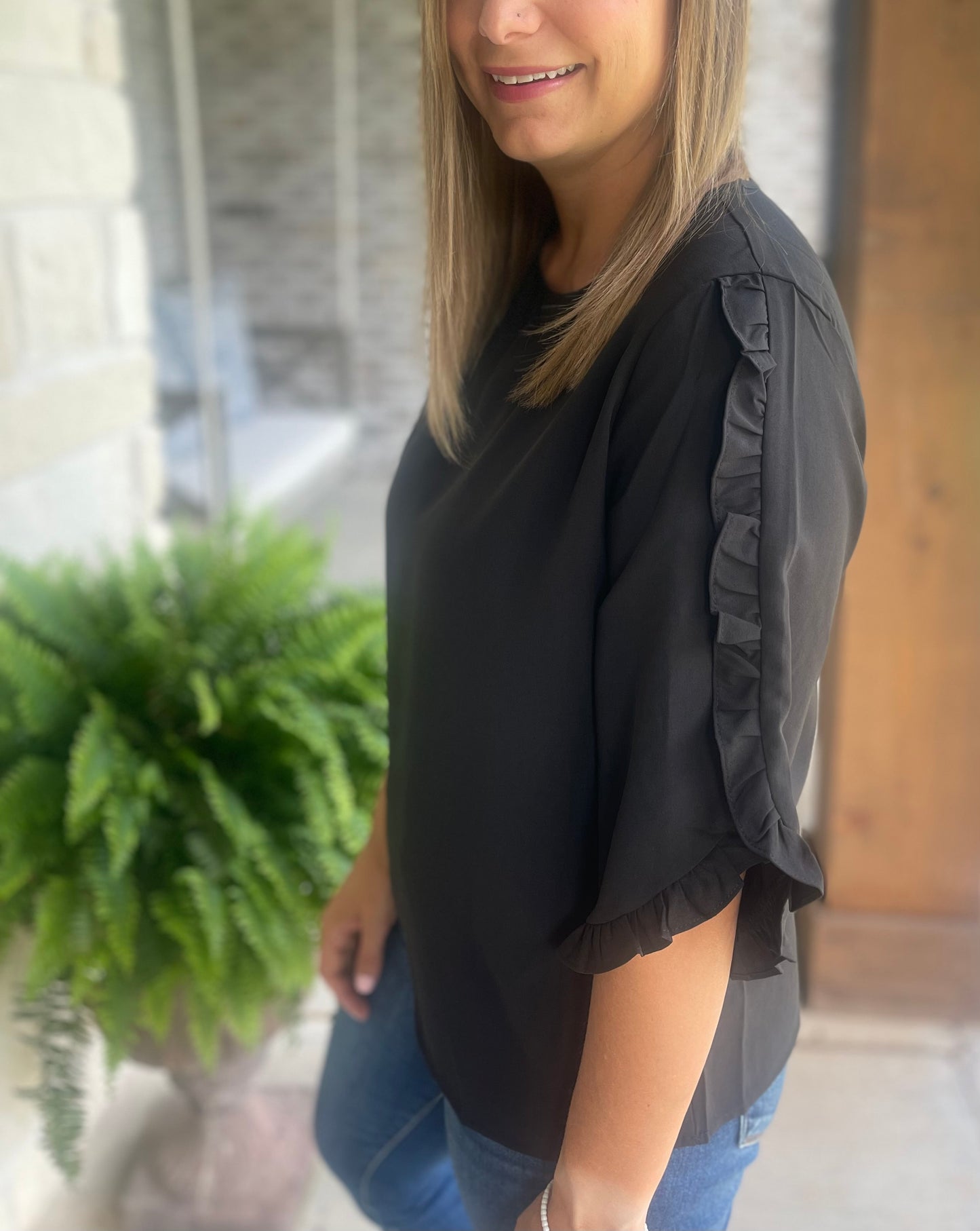 Midnight ruffle top