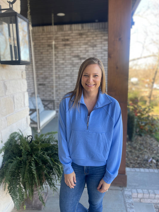 Cornflower quarter zip