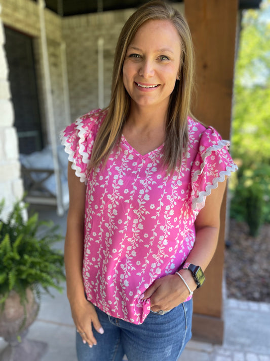 Pink Floral Jazzy Top