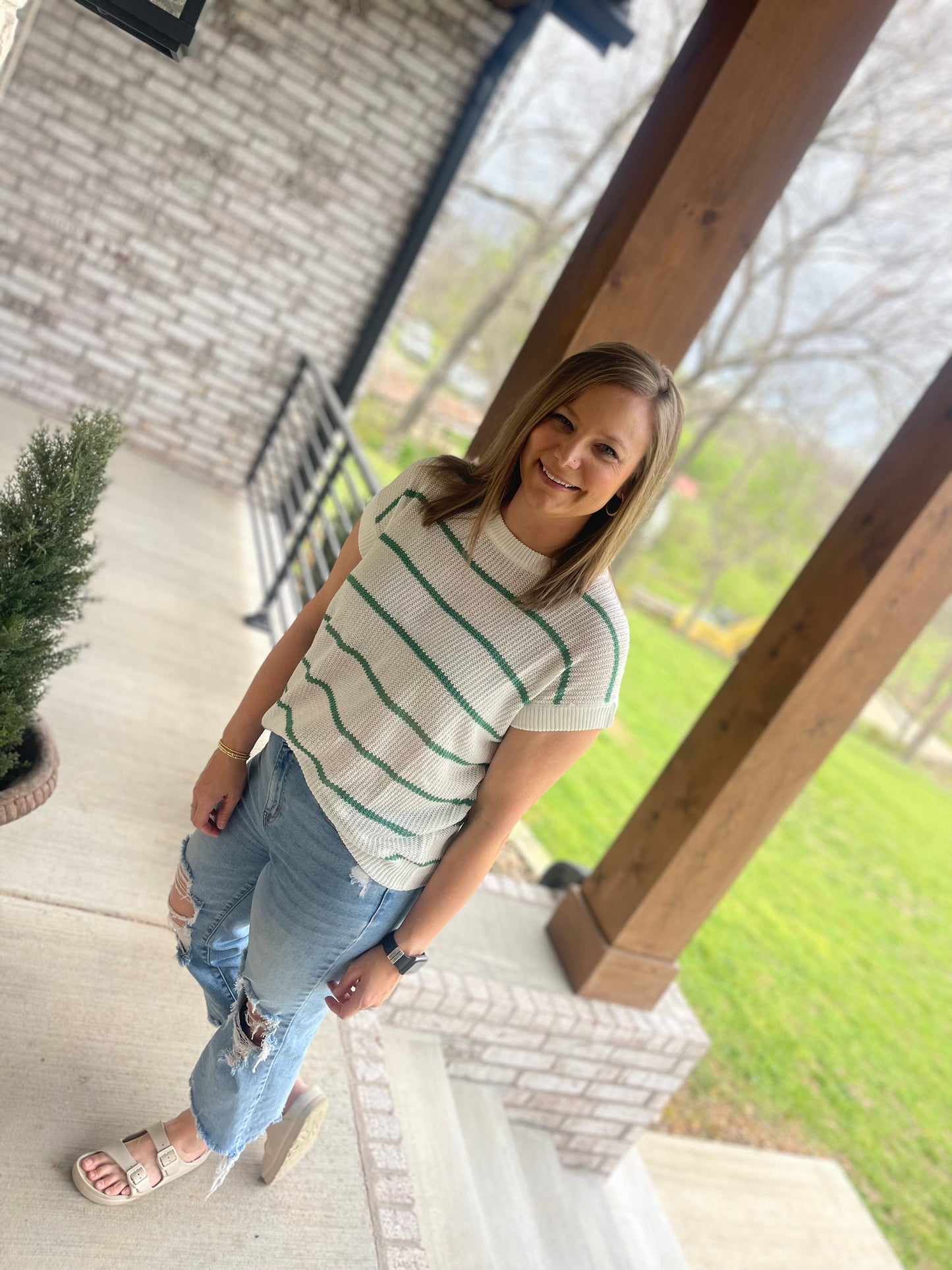 Sage Stripe  sweater
