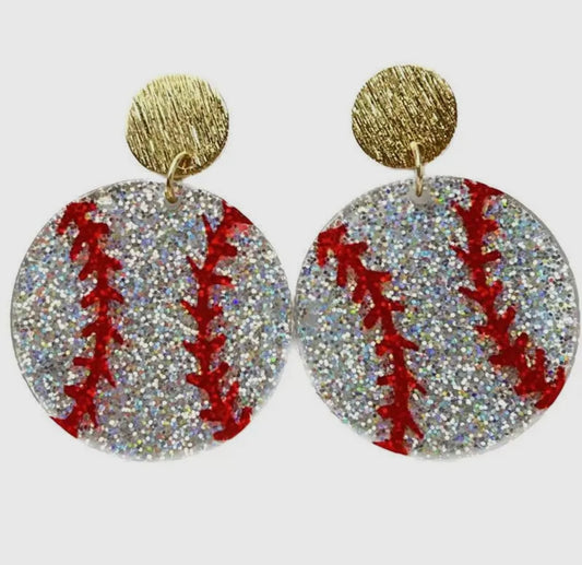 Baseball Glitter Earrings