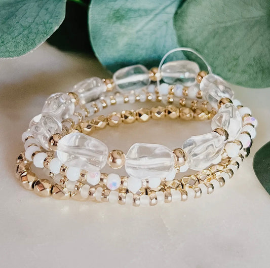 Lou and CO clear bracelet stack