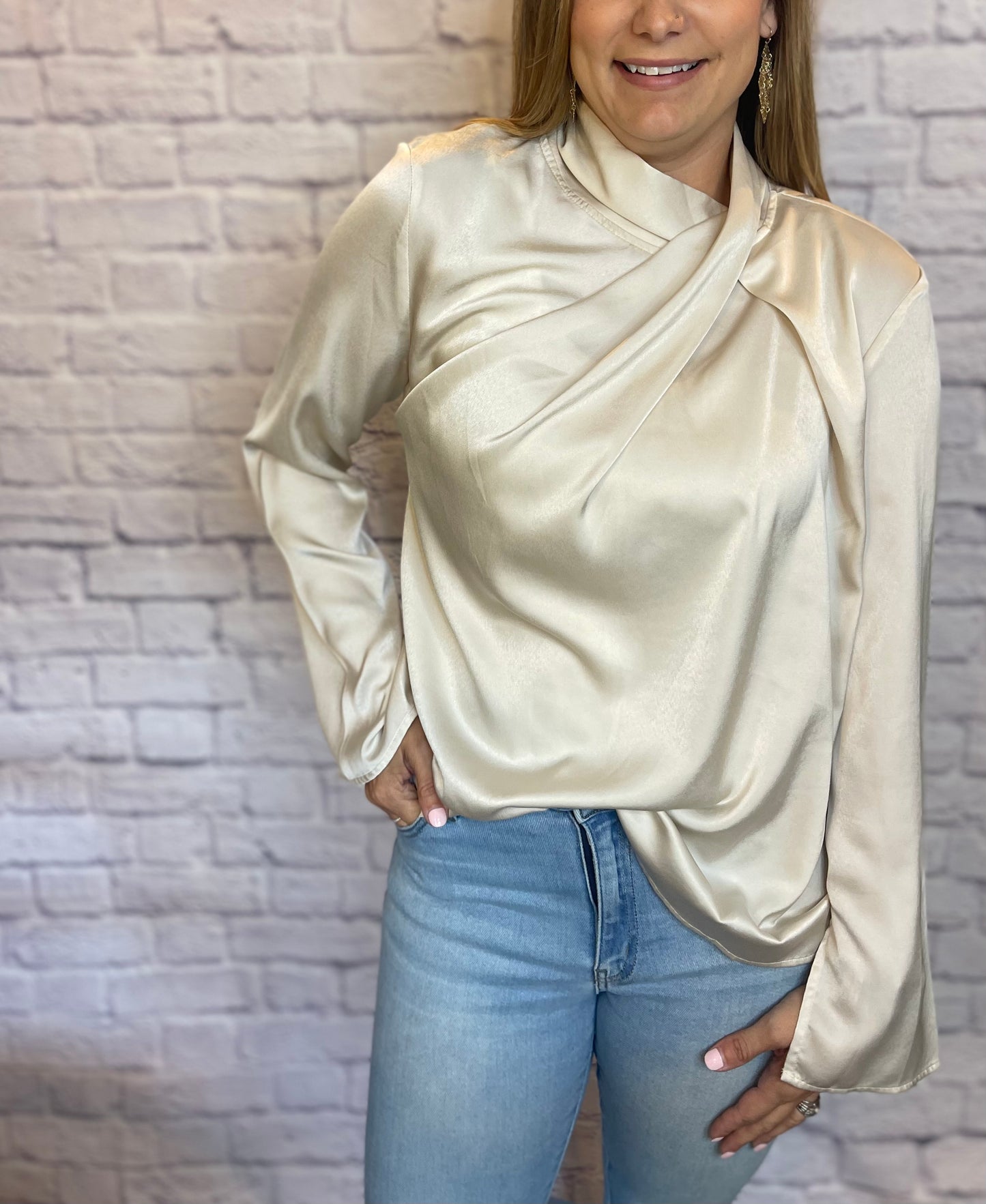 pearl satin top