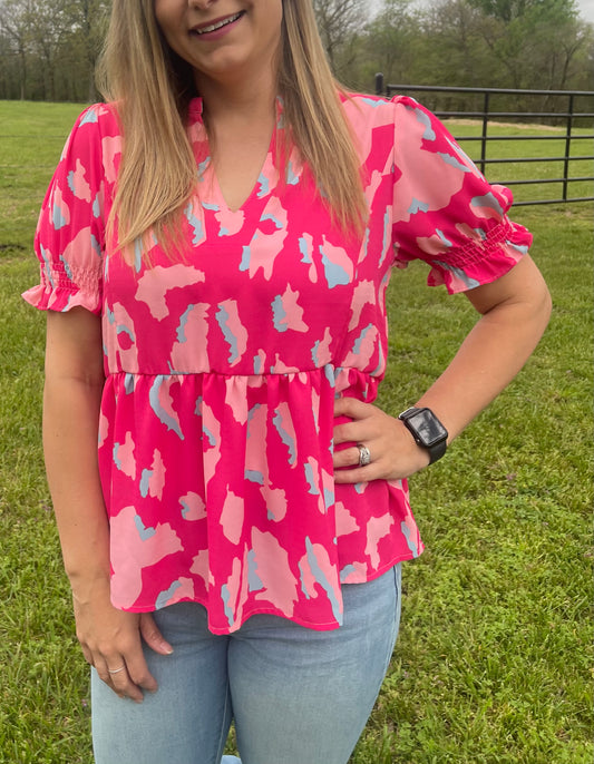 Hot pink leopard top