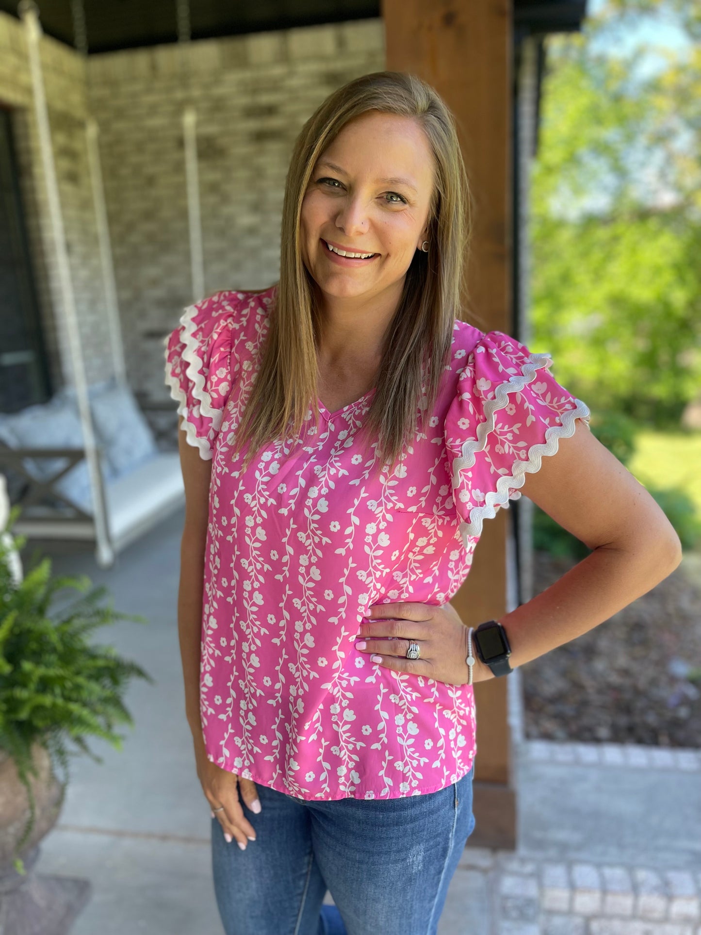 Pink Floral Jazzy Top