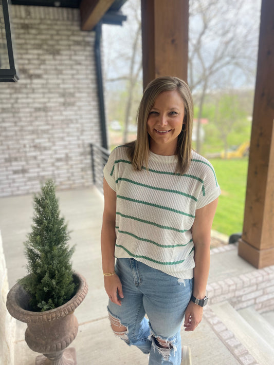Sage Stripe  sweater