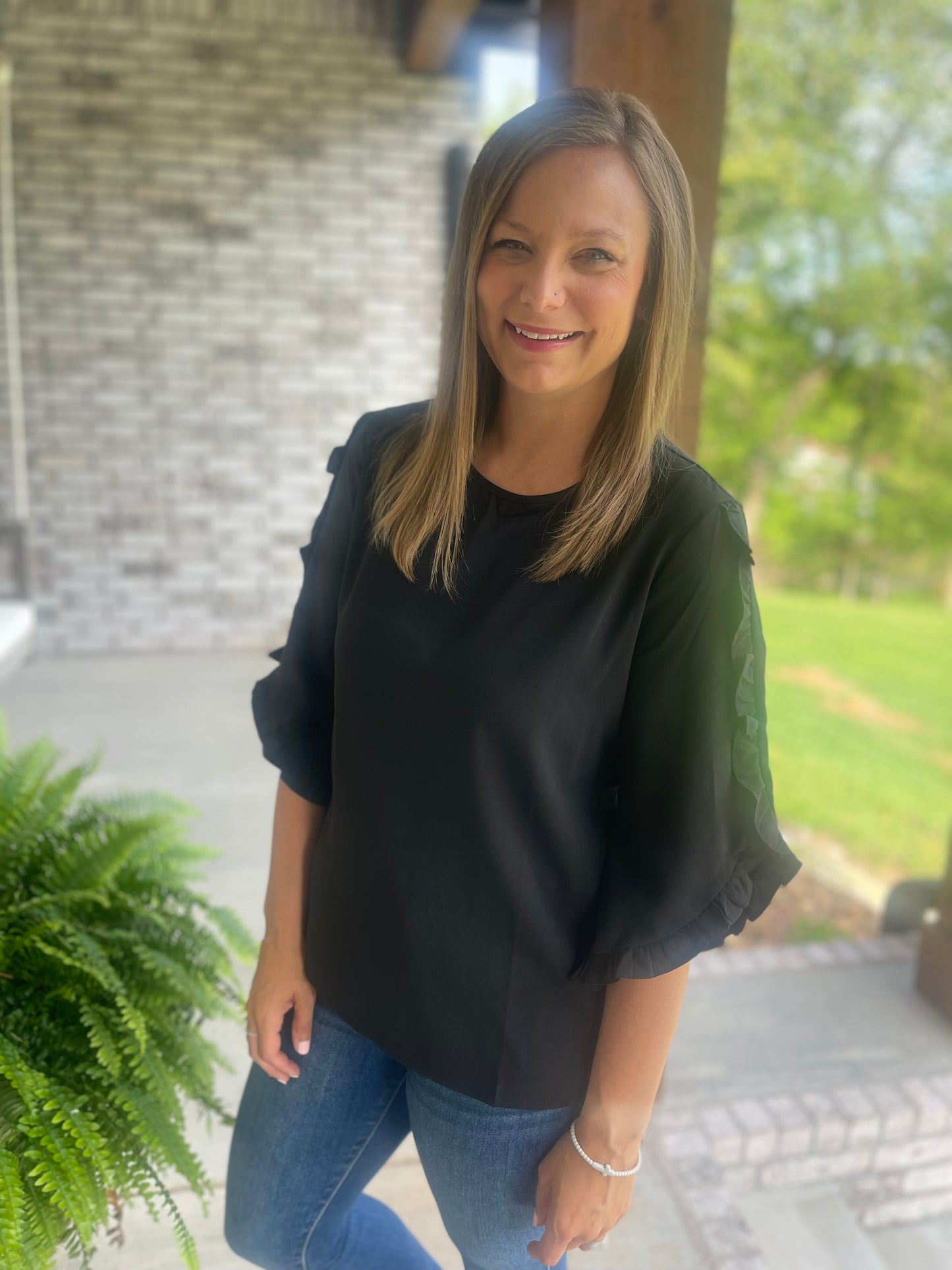 Midnight ruffle top