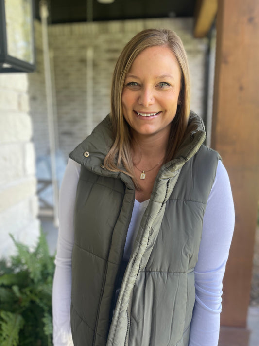Olive Puff Vest