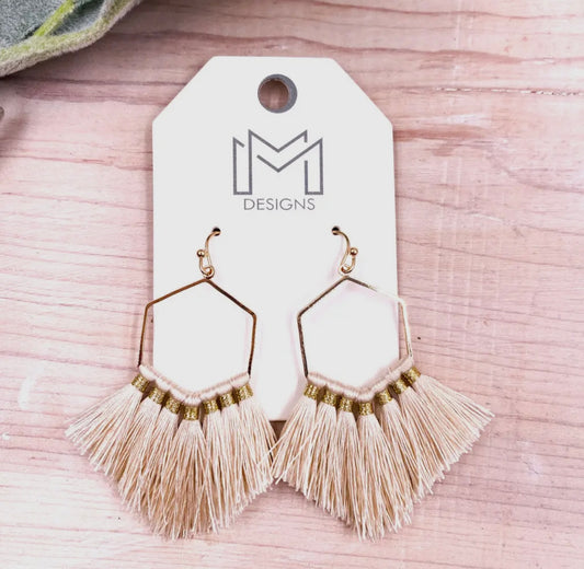 Cream Fringe Earrings