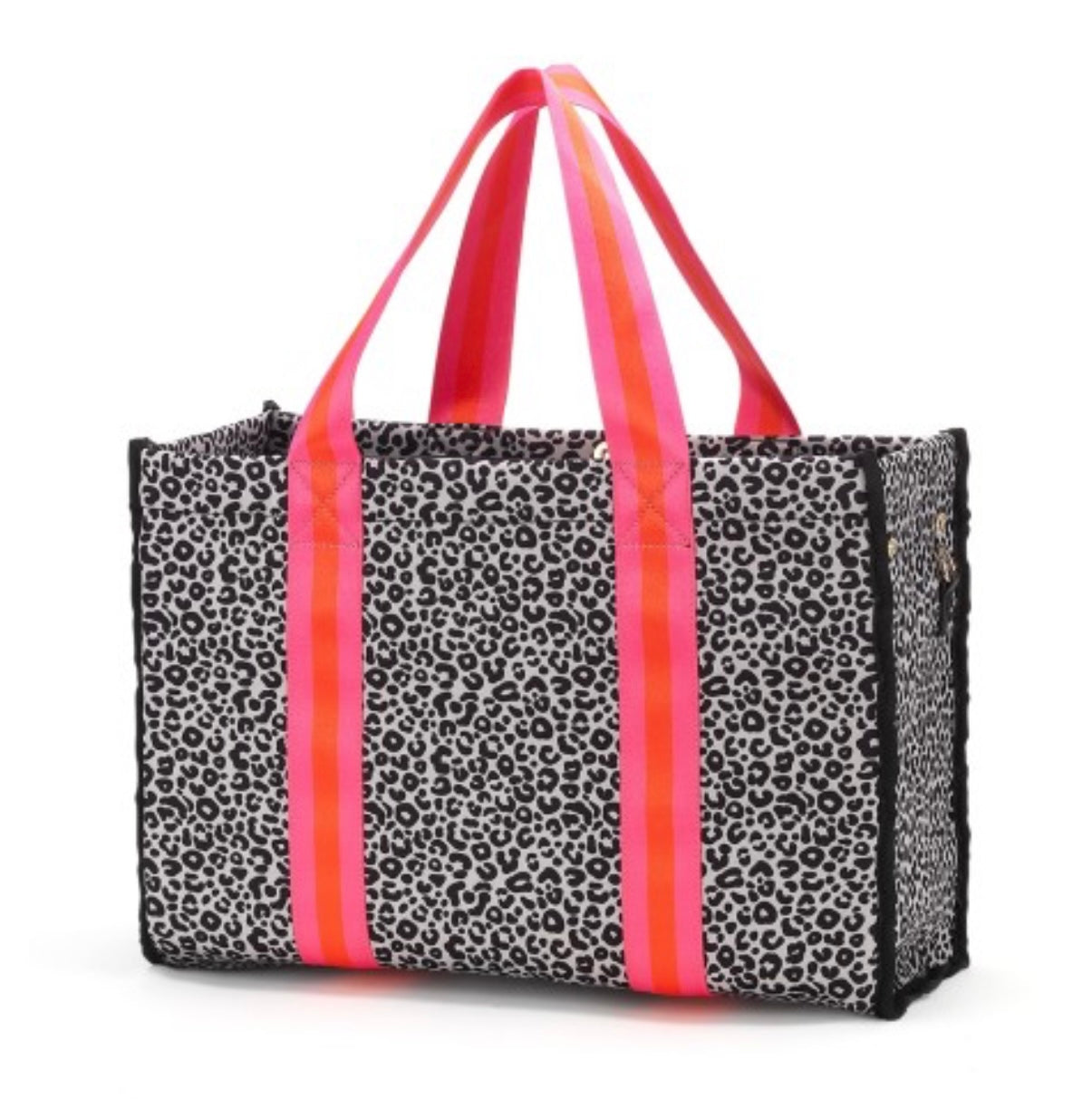 coral leopard neoprene bag