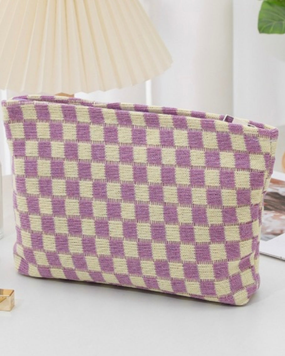 Checkered Cosmetic Pouch