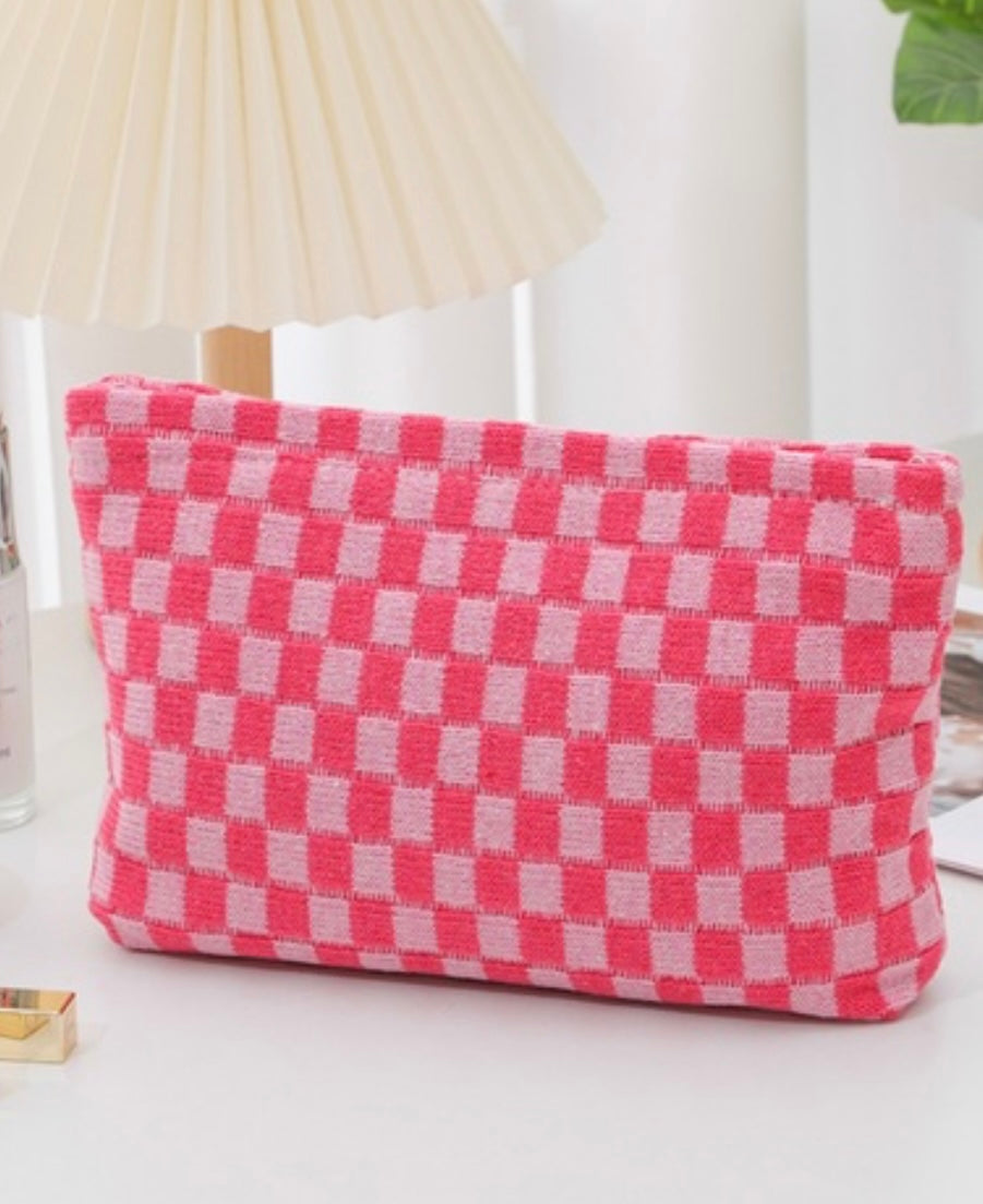 Checkered Cosmetic Pouch